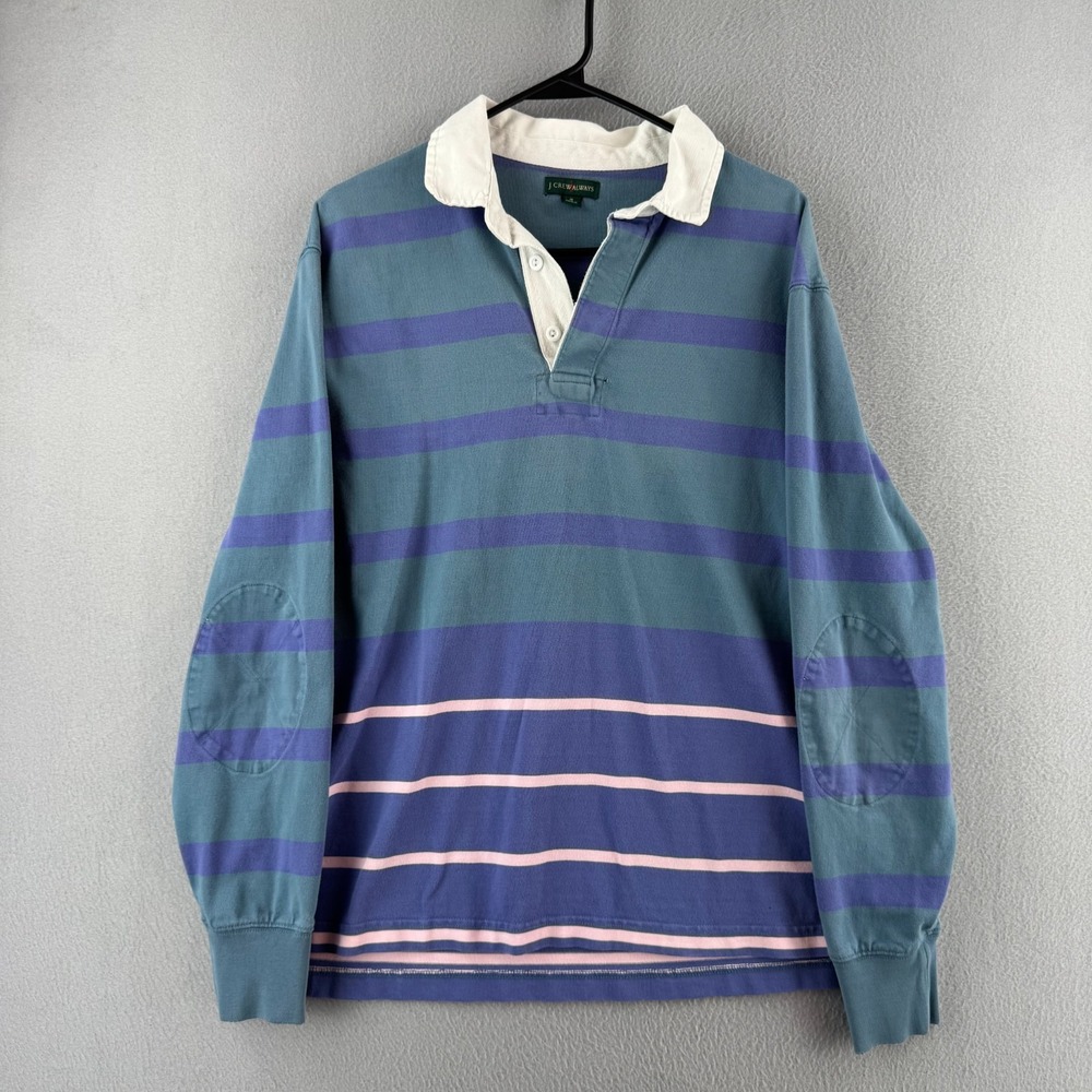 Vintage J Crew Always Rugby Shirt Mens Medium Blue Cotton Polo Oarsman Preppy